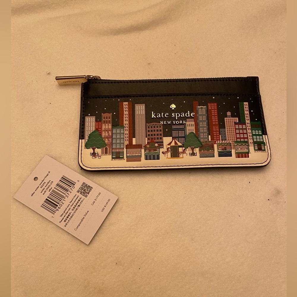 NWT Kate Spade Winter Wonders Large Slim Leather Card Holder